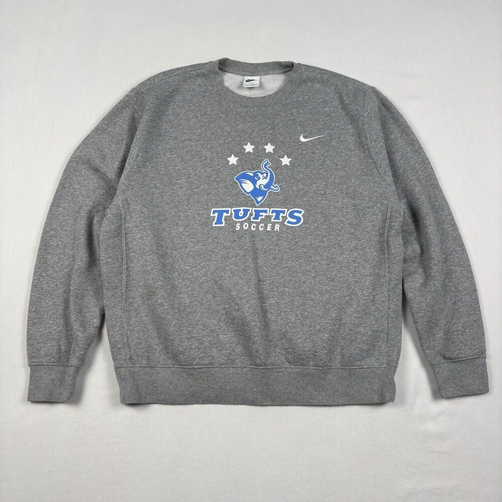Nike Sweatshirt Tufts University Jumbos Soccer Crewneck Mens L Gray Athleisure